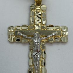 14K Gold Cross Pendant. New 