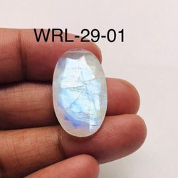 White Rainbow Moonstone Facetted Cut Stone Oval Shape Gemstone-WRL-29-01