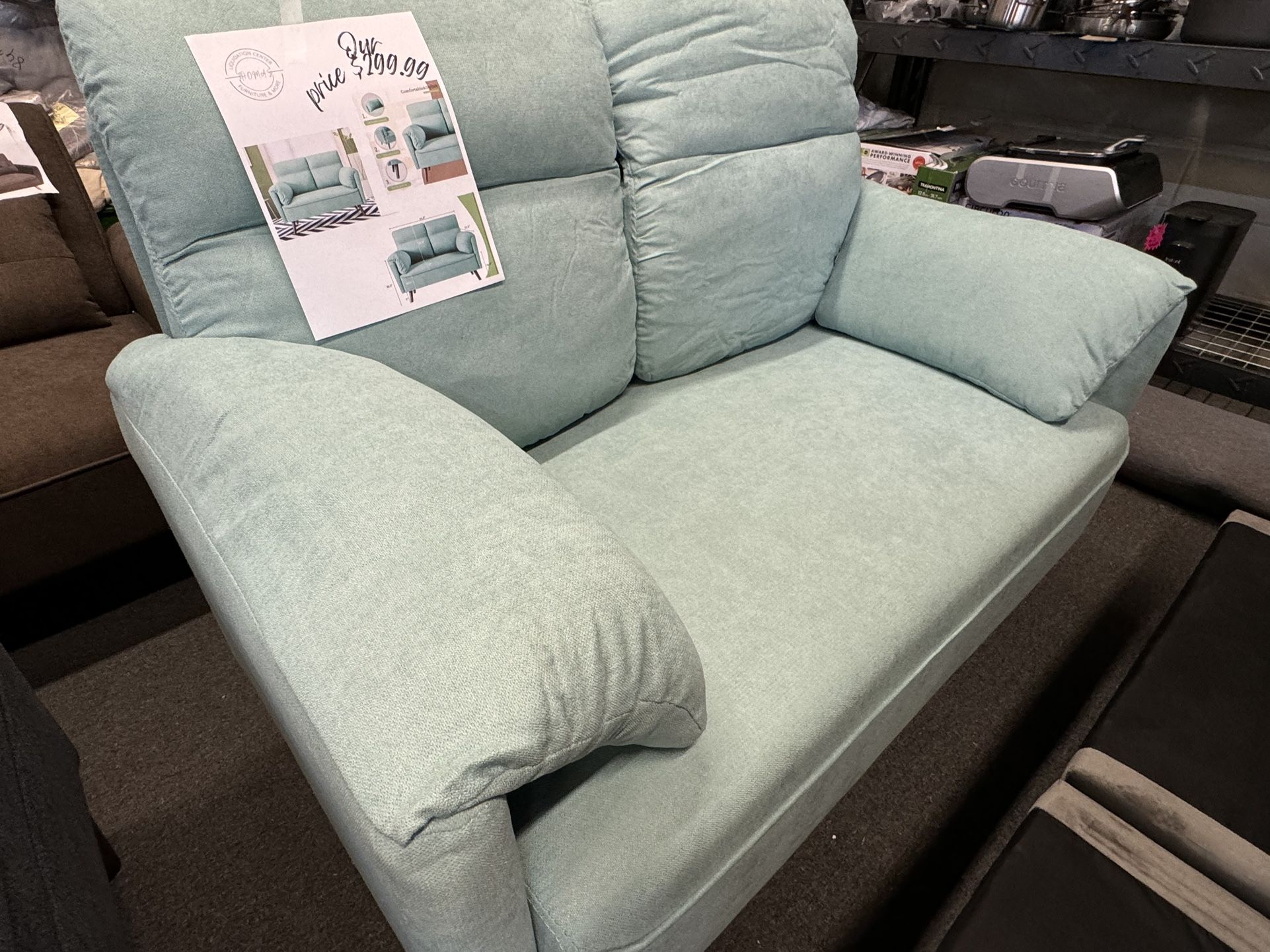Mint Green Loveseat Beautiful Color New Fully Assembled