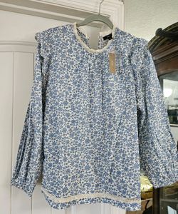 J.CREW XL Blue Floral Blouse