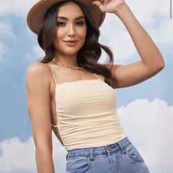 SHEIN lace Up Bodysuit 