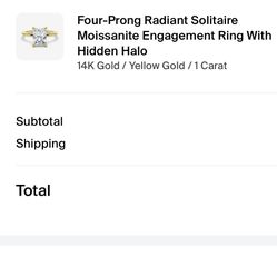 14k Gold Four Prong Moissanite Engagement Ring With Hidden Halo 