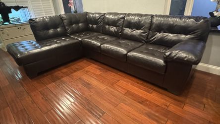 Brown faux Leather 2 Piece Sectional Sofa