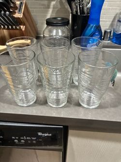 Set of 6 Clear Glass Drinking Glasses
