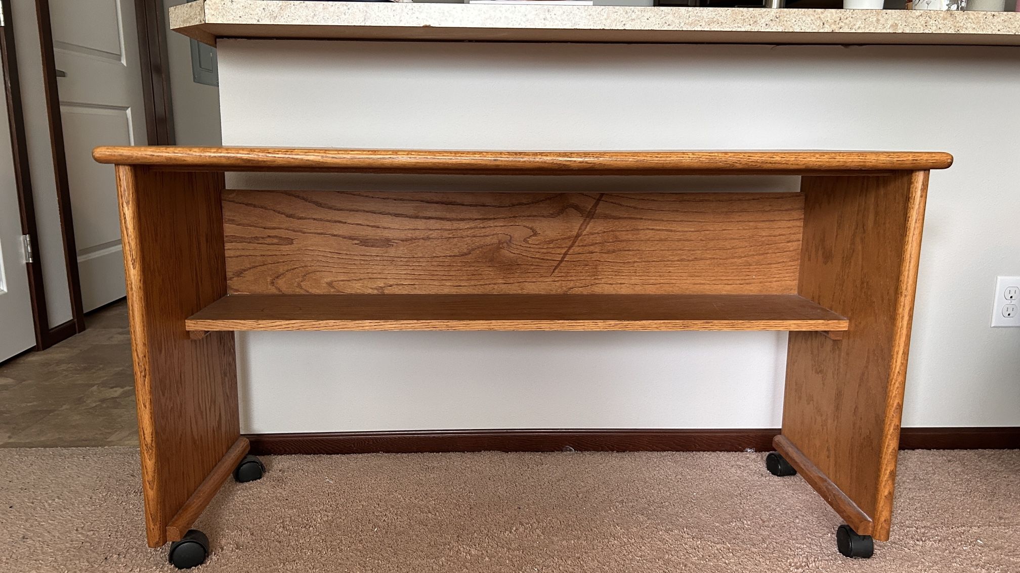 solid wood desk with wheels