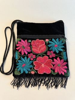 Black bag with colorful flowers