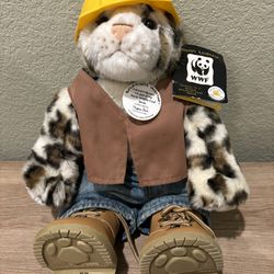 Build A Bear 2006 Snow Leopard W/clothing And Construction Hat