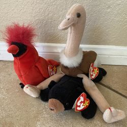 TY Beanie Babies – Set of 3 (Blackie, Stretch, Mac) – With Tags 