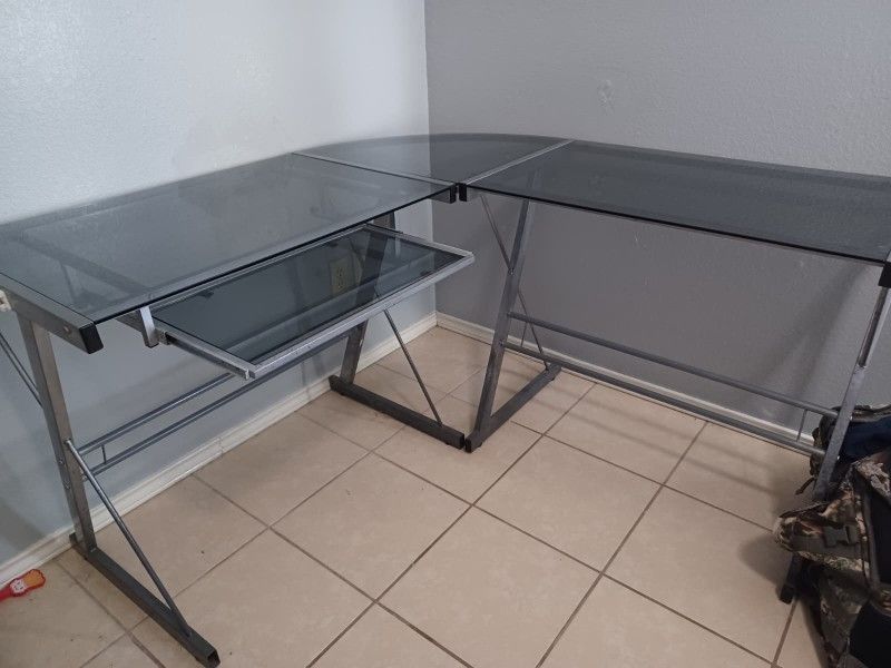 Glass L-Shape Desk