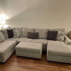 Large U Shaped Couch Pillows And Ottoman With Storage  