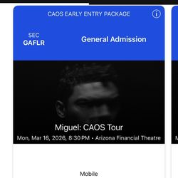 Miguel 2 Tickets Early Entrance