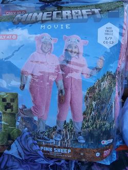 Minecraft Movie Pink Sheep Child Costume Size S (4-6),  M7-8,  L10-12