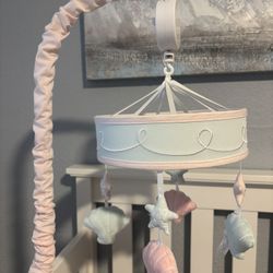NoJo Sugar Reef Mermaid Nursery Crib Musical Mobile with Sea Shells & Stars