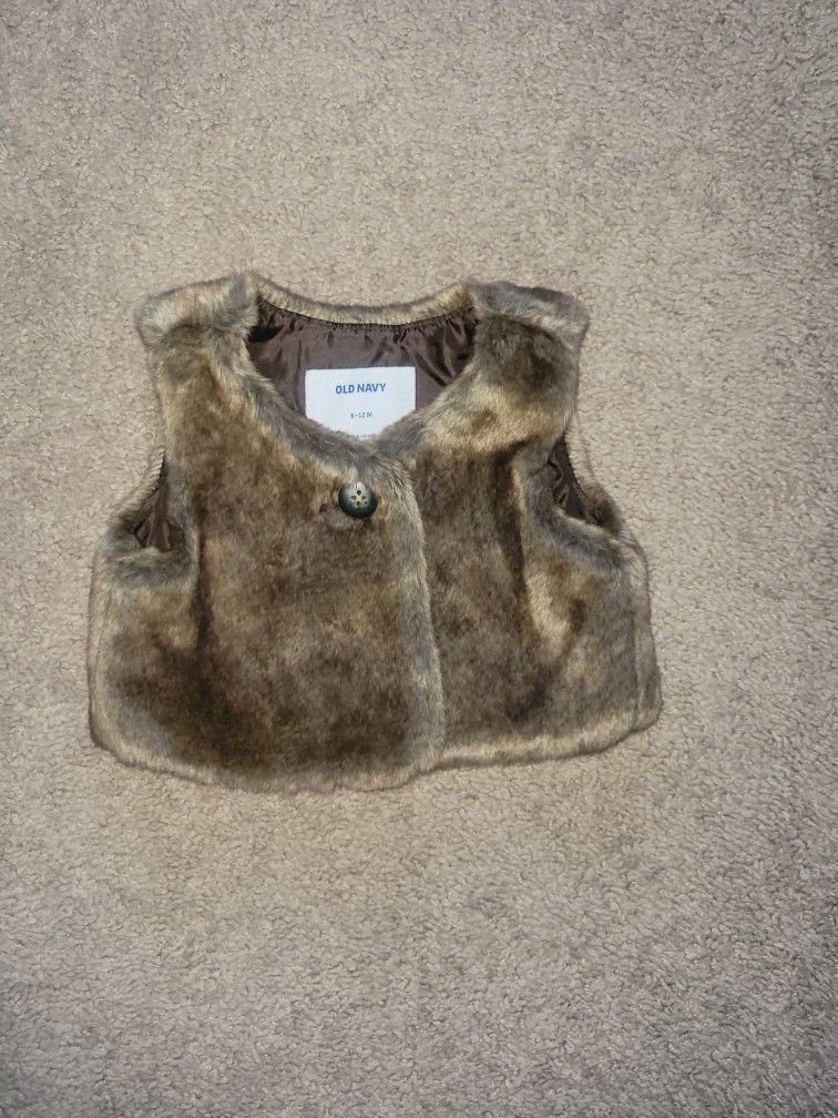 Old Navy 6-12 Months Brown Fur Vest