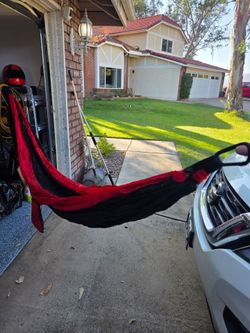 Red and Black Nylon Camping Hammock
