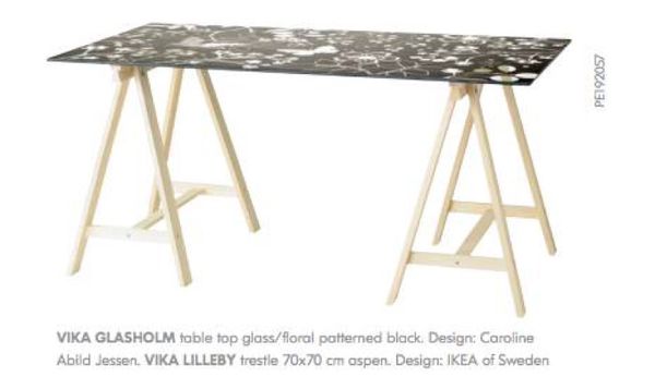 Ikea Floral Print Glass Table Top And Legs Vika Glasholm For Sale