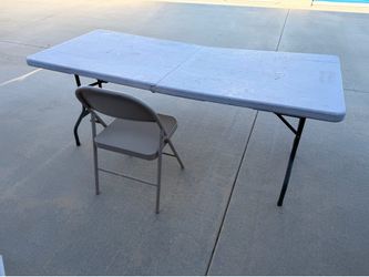 6ft folding table and metal chair