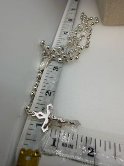 925 sterling silver rosary 22” 5mm solid silver Rosario de plata es solido 22” elegante