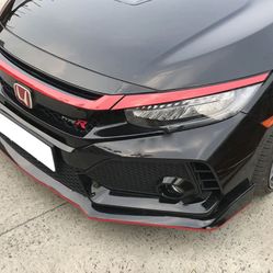 2016-2021 Honda Civic Type R Style Red 3Pc Grille Trim ABS