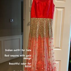 Gold & Red Indian Gown For $100 Or Best Offer