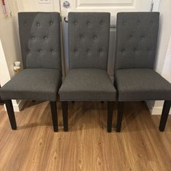 Dining Room Chairs-Grey Fabric Cushion