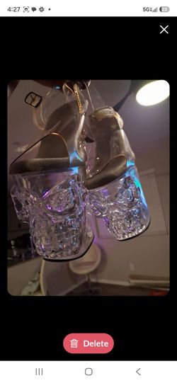 Clear Platform Heels with Skull Design