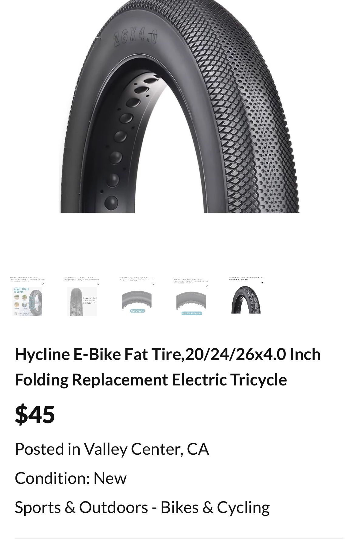 Hycline E-Bike Fat Tire,20/24/26x4.0 Inch Folding Replacement Electric Tricycle