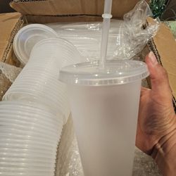 Box Of New Frosted Reusable Cups