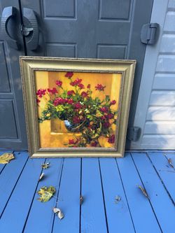 Framed floral painting