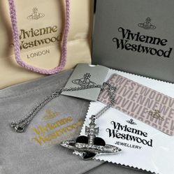 Vivienne Westwood Black Heart Saturn Necklace