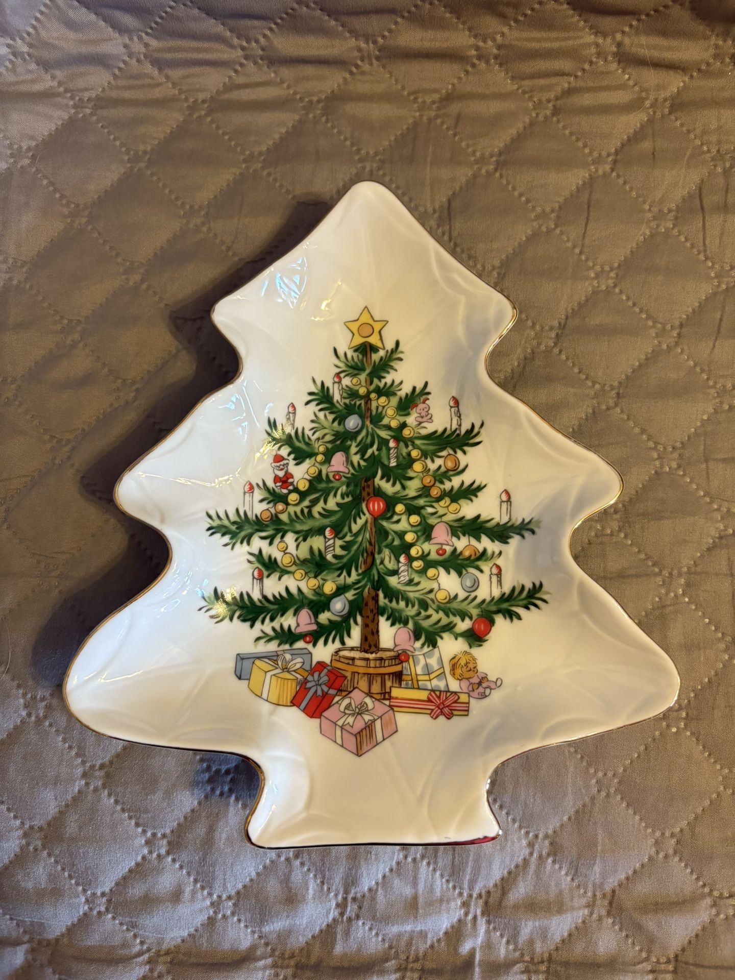 Vintage Japanese Lefton China 1200 Christmas Tree Plate