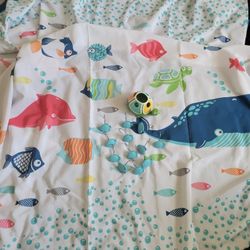 Kids Shower Curtain, Curtain Holders And Tooth Brush Turtle