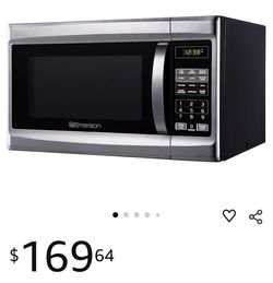 Emerson MW1338SB Countertop Microwave Oven, 6 Pre-Programmed Settings, Removable Glass Turntable, Child Safety Lock, 1.3 Cu ft, 1000W, Stainless Steel