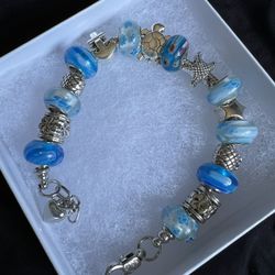 Turtle Ocean Theme Charm Bracelet (Removable Charms )