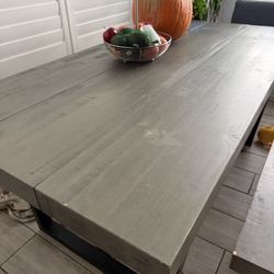 Gray Table And Bench 