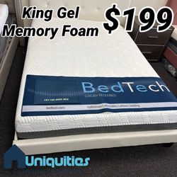 King gel memory foam mattress new in box