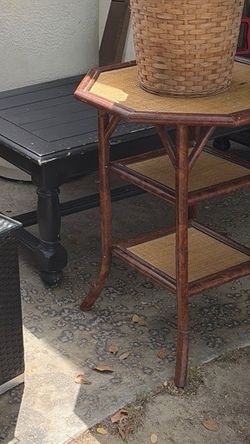 Rattan Two Tier Side Table
