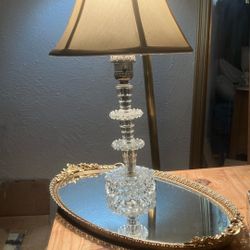 Vintage Crystal Lamp With Shade 