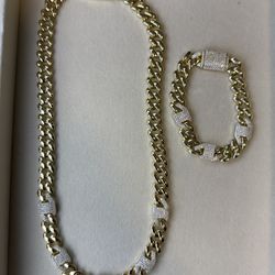 14k Gold Plated Necklace And Bracelet 