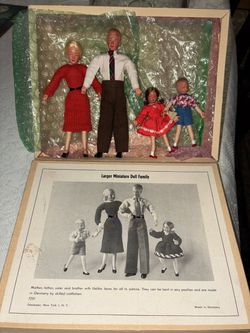 Vintage German family doll sets with original box