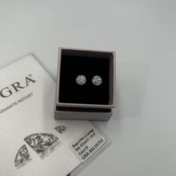 S925 6.5mm 2Ct VVS1 lab diamond Halo Earrings 