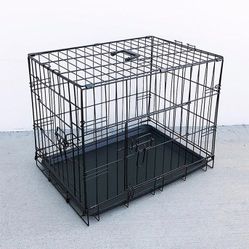 BRAND NEW $25 Double Door 24” Dog Crate Cage Folding Metal Kennel, Plastic Tray 24x17x19 Inches
