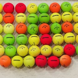 Callaway Supersoft Color Golf Balls – 45 Used Balls (Yellow, Red, Orange & Green) 