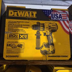 Dewalt 3 Speed Hammer Drill With 2- 5.0ah Batteries And Charger + Box