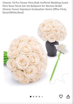 White rose flower pens, unused