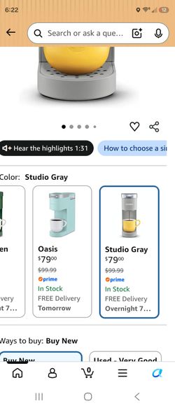 Keurig Single Serve Coffee Maker Studio Gray
