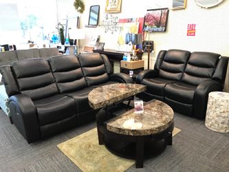 2pc, Faux Leather Recliner Living Room Set