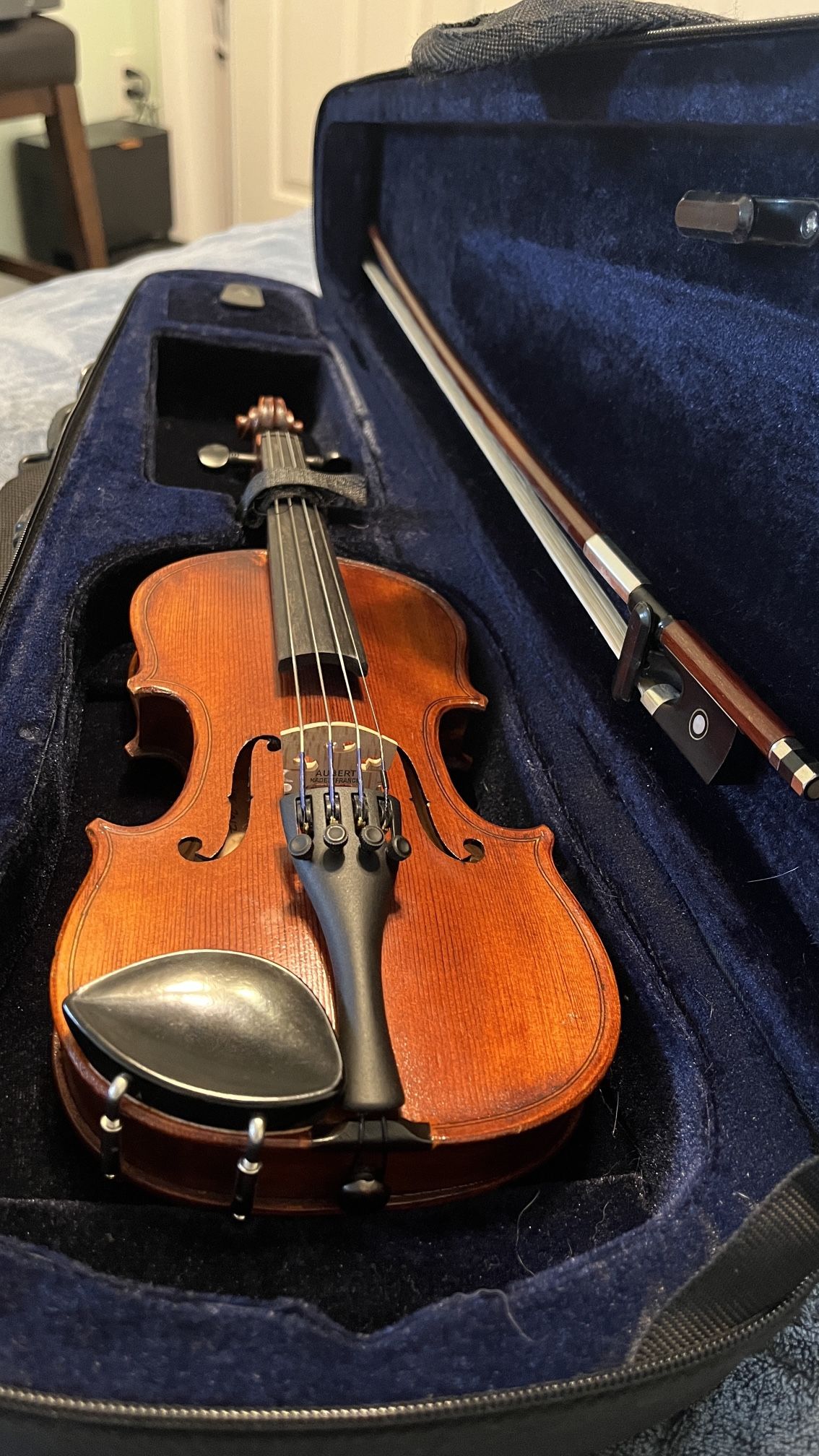 “Core Academy” 1/10 Violin – Like New! Bow, Case, Aubert Bridge – $145