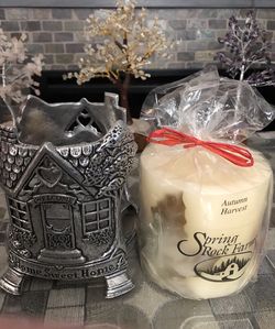 This is a Carson jar candle holder, “Home Sweet Home”. Very pretty. “Welcome, Home Sweet Home” with picture of a house with a Heart and Ribbon above