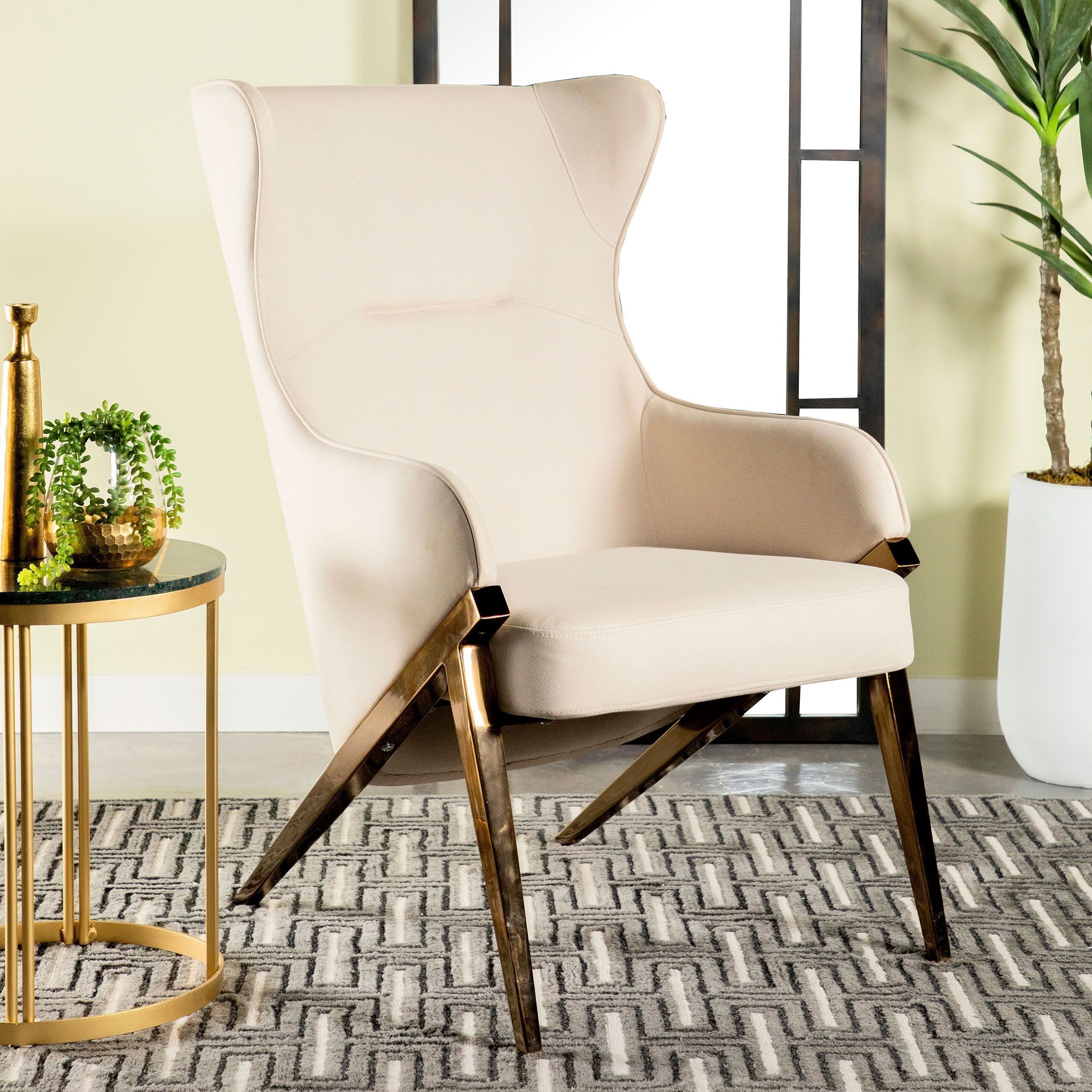 Upholstered high Wingback Accent Chair Slate